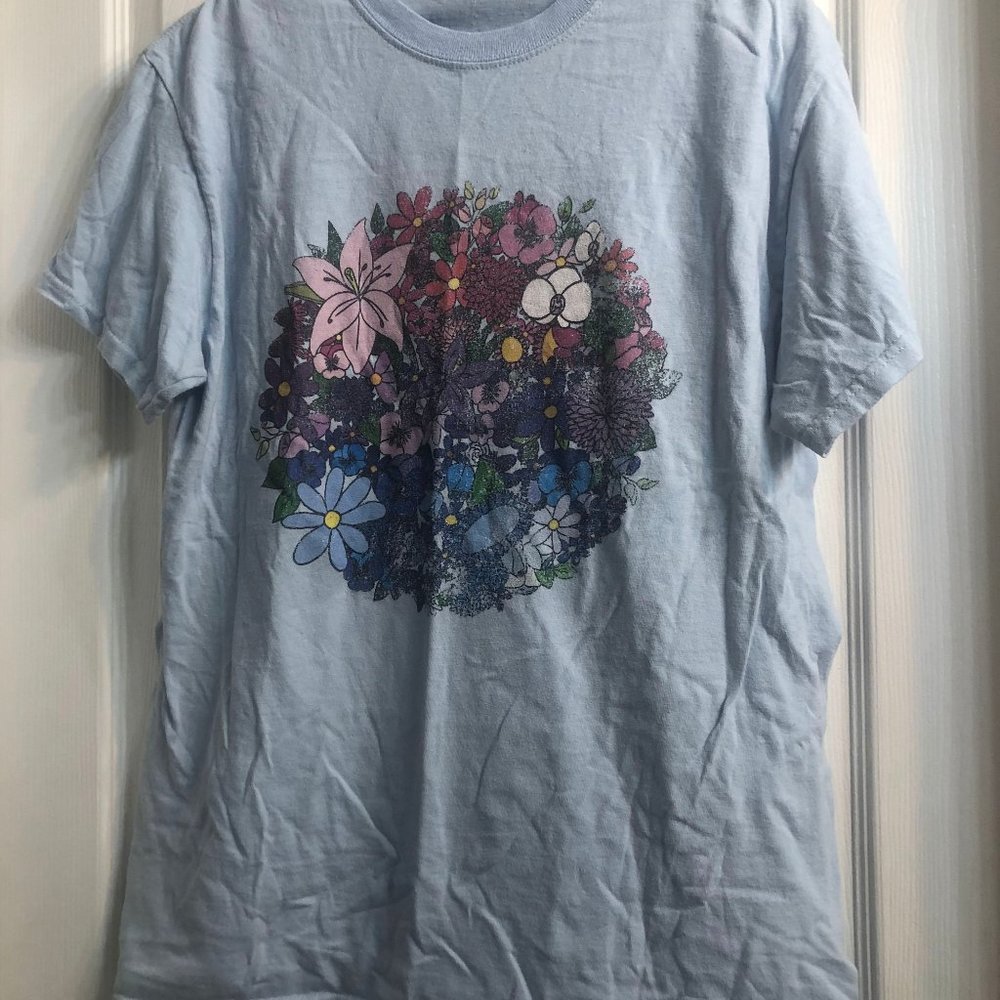 Blue Tee with Floral Print